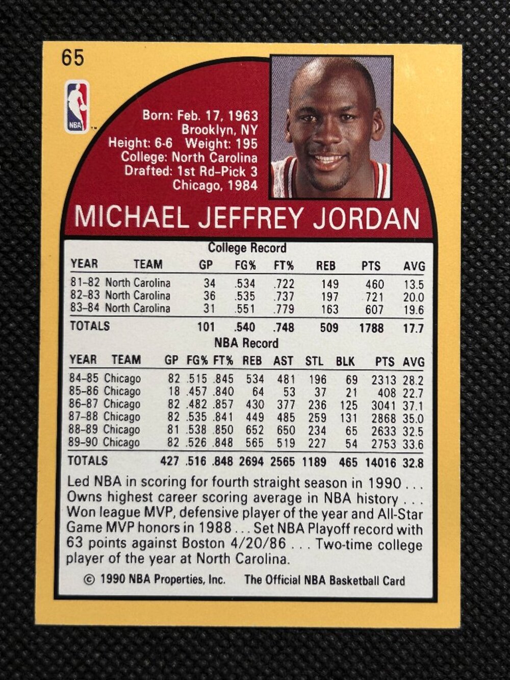 1990-91 NBA Hoops - Michael Jordan #65 Chicago Bulls HOF - Picture 2 of 2